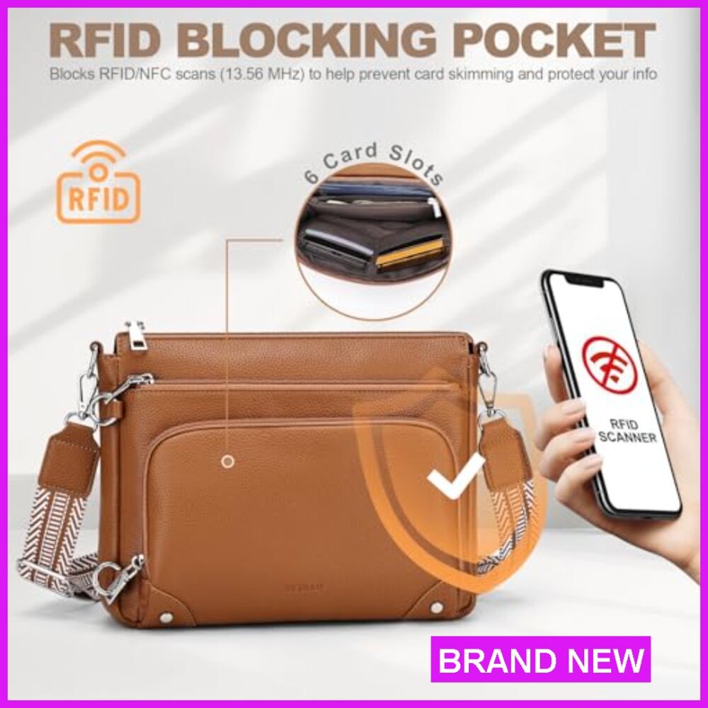 Anti-Theft Crossbody Bag with RFID Blocking Slim Hobo Purse for Travel - Picture 6 of 7